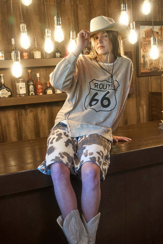 CAMEL ROUTE 66 LONG SLEEVE KNIT TOP Final Sale