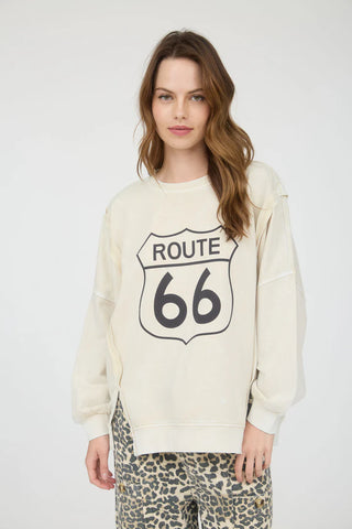 LIGHT KHAKI ROUTE 66 LONG SLEEVE KNIT TOP Final Sale