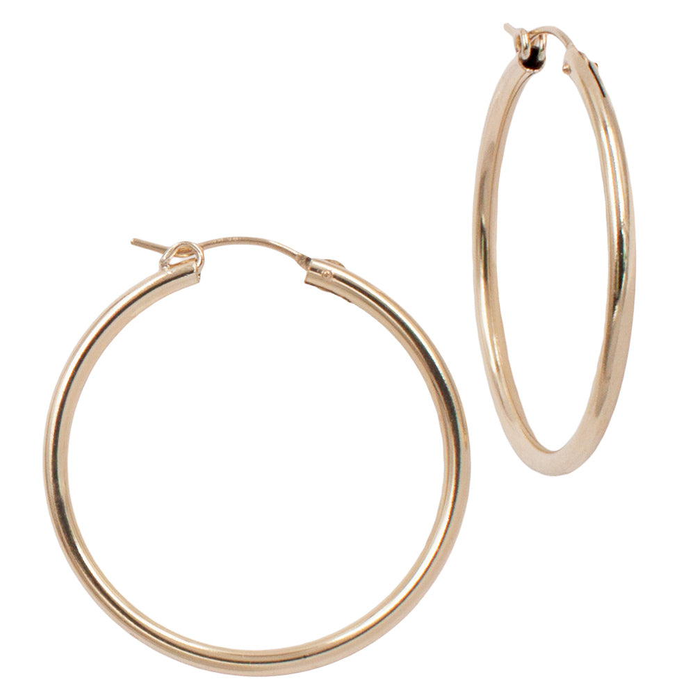 Round Tube Gold Filled 2.2mm Thick Round Click Hoop Earring