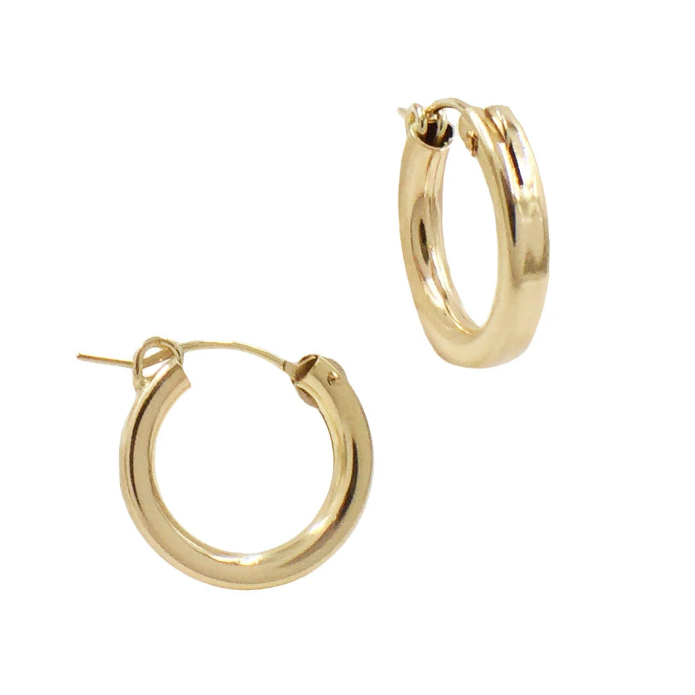Round Tube Gold Filled 3.0mm Thick Round Click Hoop Earring