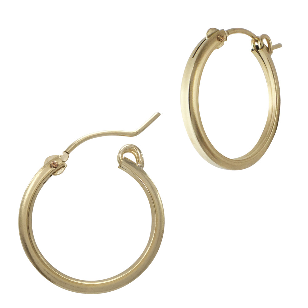 Square, Indented Tube Gold Filled 2.0mm Thick Round Click Hoop Earring