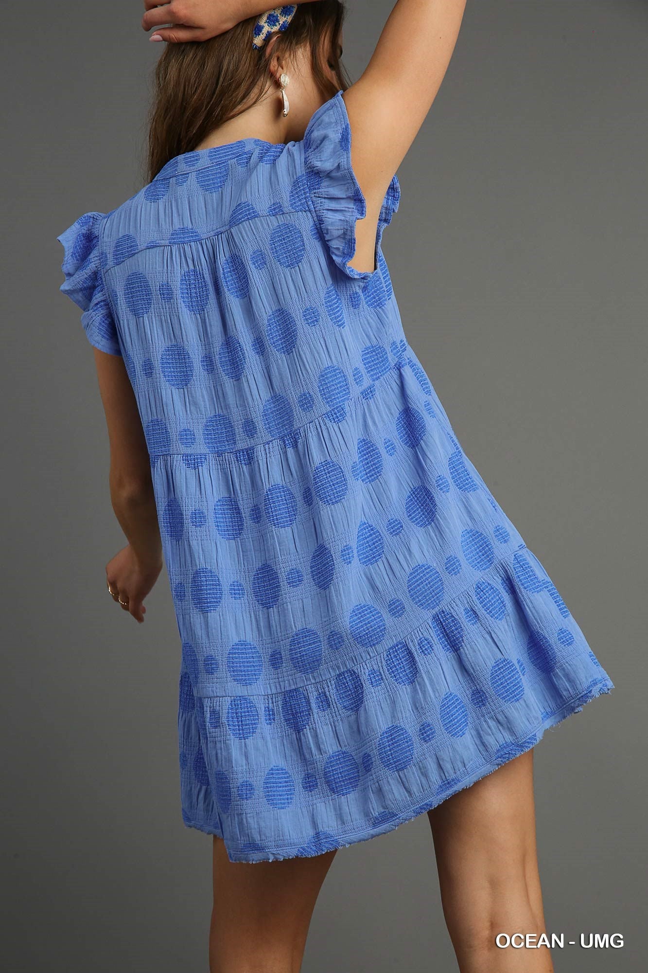 Ocean Blue Swiss Dot Jacquard Dress