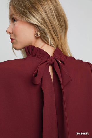 Sangria High Ruffle Neck Dress Final Sale