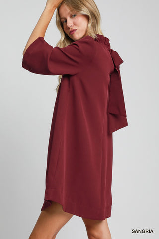 Sangria High Ruffle Neck Dress Final Sale