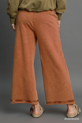 Curvy Rosewood Washed French Terry Peace Top and Bottom Set Final Sale