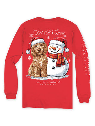 Simply Southern "Let it Snow" Long Sleeve Tee on Red