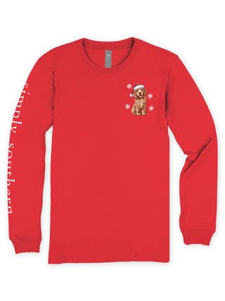 Simply Southern "Let it Snow" Long Sleeve Tee on Red