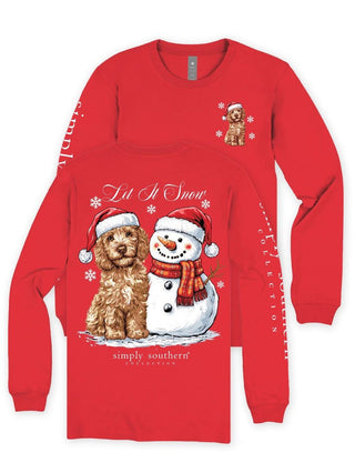 Simply Southern "Let it Snow" Long Sleeve Tee on Red