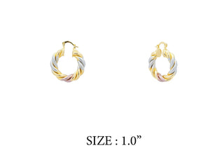 Gold, Silver, and Rose Gold 1" Twisted Rope Earring