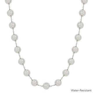 Water Resistant 10MM Silver Beaded and Chain 16"-18" Necklace Set
