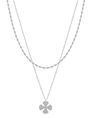 Layered Chain with Clover Necklace Set (2 Colors)