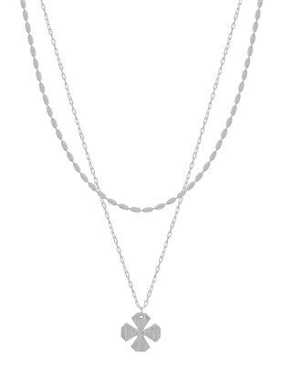 Layered Chain with Clover Necklace Set (2 Colors)