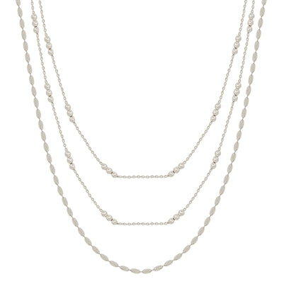 Layered Triple Dot Beaded Thin Chain Necklace Set (2 Colors)