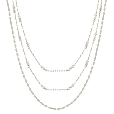 Layered Triple Dot Beaded Thin Chain Necklace Set (2 Colors)