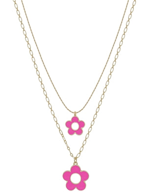 Epoxy Flower Double Layered Necklace Set (2 Colors)
