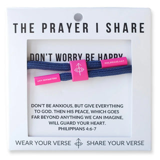 Don't Worry Be Happy Bracelet in Navy/Pink
