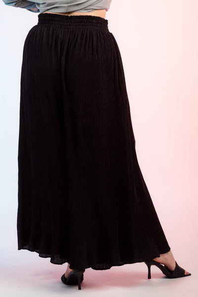 Curvy High-Waist Crinkled Wide Leg Pants with Pockets
