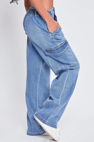 VINTAGE MEDIUM WASH STRAIGHT CARGO JEANS Final Sale