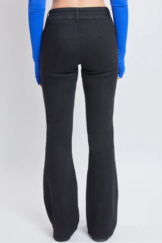 BLACK LOW-RISE CARGO FLARE JEAN WITH SIDE POCKETS BY YMI
