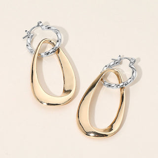 Sculptural Metal Drop Pin Catch Earrings
