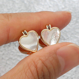 Mother of Pearl Heart Stud Pin Catch Earrings (2 Colors)