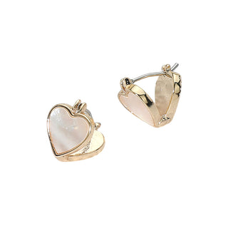 Mother of Pearl Heart Stud Pin Catch Earrings (2 Colors)