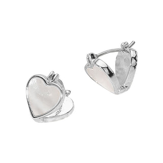 Mother of Pearl Heart Stud Pin Catch Earrings (2 Colors)