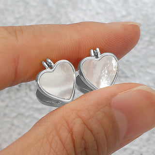 Mother of Pearl Heart Stud Pin Catch Earrings (2 Colors)