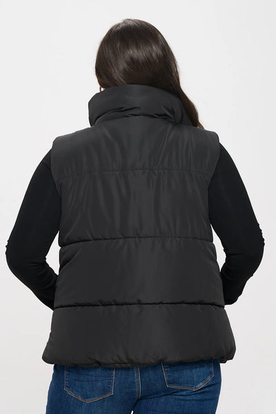 Curvy Solid Zip Up Puffer Vest (2 Colors)