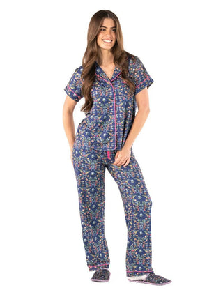 SIMPLY SOUTHERN - RIBBON FLOWER PJ PANTS & BUTTON TOP SET