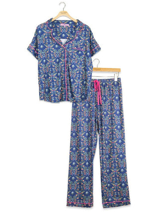 SIMPLY SOUTHERN - RIBBON FLOWER PJ PANTS & BUTTON TOP SET