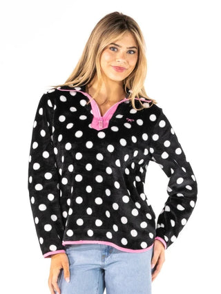 Simply Southern Black Polka Dot Y-Neck Pullover