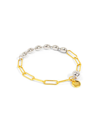 Two-Tone Beaded Mixed Link Magnet Bracelet by Rho