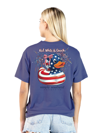 Simply Southern "Red, White, and Quack" Tee on Bali Blue