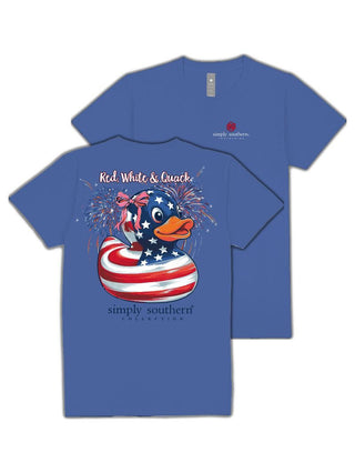 Simply Southern "Red, White, and Quack" Tee on Bali Blue