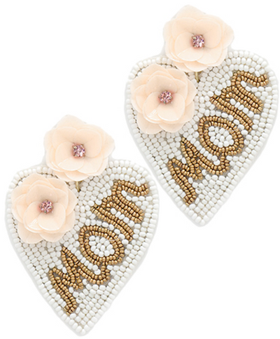 Floral MOM Heart Earrings (2 Colors)