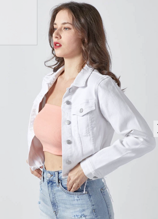 CURVY WHITE DISTRESSED VINTAGE RAW HEM FRAYED JACKET