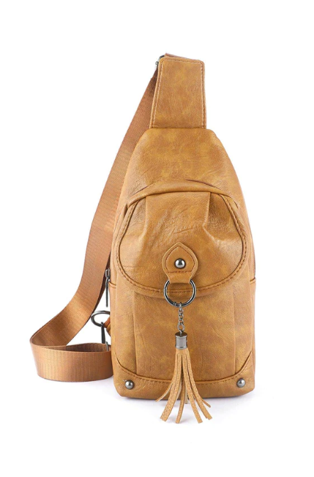 Brown Vintage Tassel Sling Bag