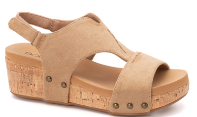 "Refreshing" Wedge in Camel Suede by Corky's