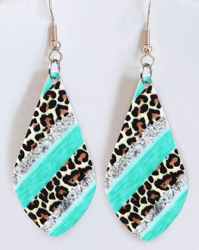 Leopard Color Block Glitter Earrings