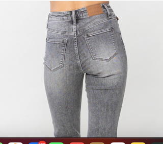 JUDY BLUE HIGH WAIST STONE WASH SLIM FIT IN GREY Final Sale