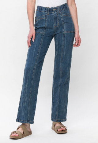 JUDY BLUE HIGH WAIST ELASTIC WAIST VINTAGE STRAIGHT Final Sale