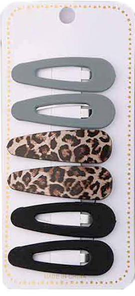 Sophia's Corner Set of 6 - Solid and Leopard Patterned Snap Hair Clips
