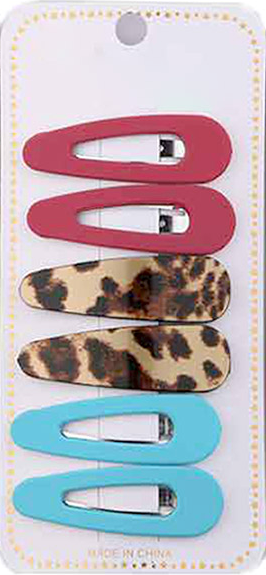 Sophia's Corner Set of 6 - Solid and Leopard Patterned Snap Hair Clips