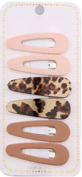 Sophia's Corner Set of 6 - Solid and Leopard Patterned Snap Hair Clips