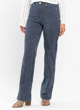 Judy Blue High Waist Tummy Control Striped Straight Final Sale