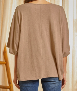 Curvy Mocha Printed Poncho Top Final Sale