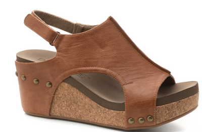 Carley Platform Wedge  in Cognac Smooth by Corky's