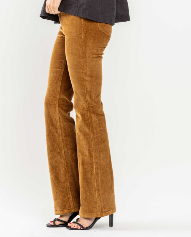 Judy Blue Camel Mid Rise Overdyed Corduroy Bootcut Final Sales
