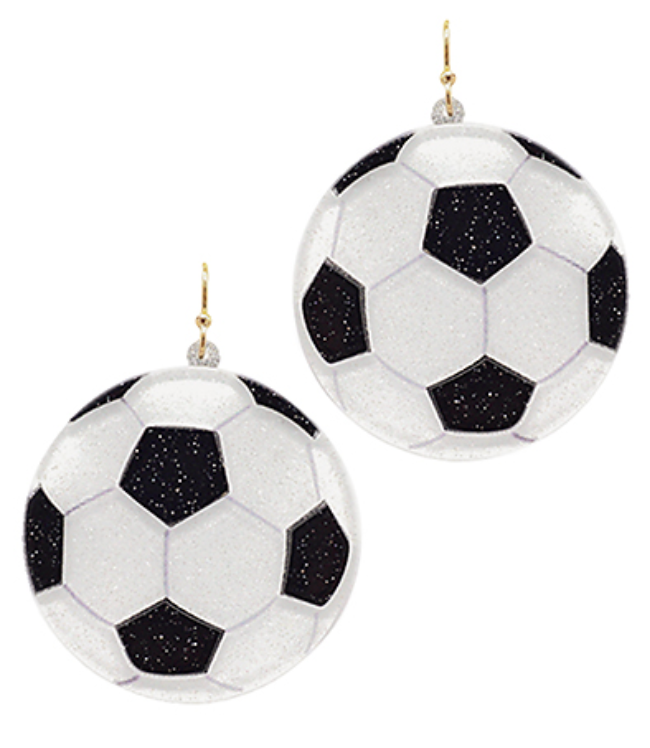 Glitter Soccer Ball Dangle Earrings